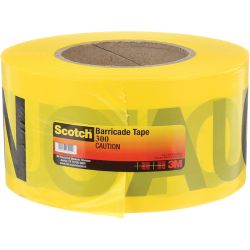 Scotch&reg; Buried Barricade Tape, English, 3" W x 1000' L, 2 mils, Black on Yellow Trail Hammer and Bolt