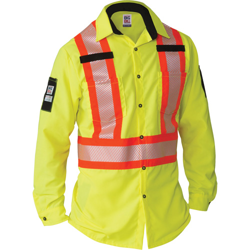 Ripstop High-Visibility Long Sleeve Shirt, Polyester, 2X-Large (Tall), High Visibility Lime-Yellow Trail Hammer and Bolt