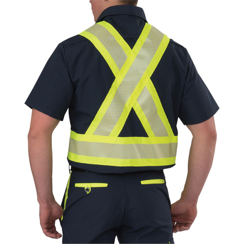 Ripstop High Visibility Short Sleeved Shirt, Polyester, Medium (Tall), Navy Blue Trail Hammer and Bolt