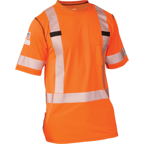 T-shirt &agrave; manches courtes haute visibilit&eacute; Polartec Power Grid, Polyester, 2T-Grand, Orange Trail Hammer and Bolt