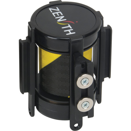 Magnetic Tape Cassette for Build-Your-Own Crowd Control Barrier, 7', Black and Yellow Tape Trail Hammer and Bolt