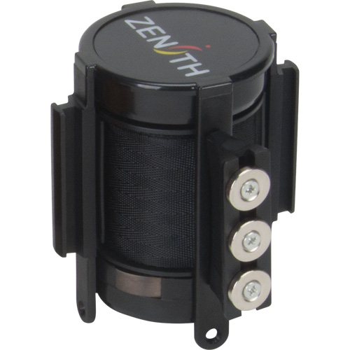 Cassette de ruban magn&eacute;tique pour barri&egrave;re de contr&ocirc;le des foules personnalis&eacute;e, 12', Ruban Noir Trail Hammer and Bolt