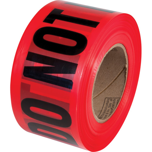 Ruban pour barricades Danger Do Not Enter PrimeGuard, Anglais, 3" la x 1000' lo, Noir/rouge Trail Hammer and Bolt