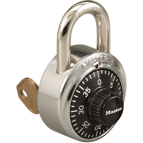 1525 Series Padlock with Key Control Feature, Combination, Stainless Steel, 1-7/8" Width Trail Hammer and Bolt