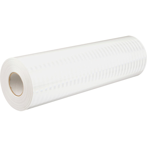 Feuille de rev&ecirc;tement de barricade prismatique de qualit&eacute; &agrave; haute intensit&eacute;, 2" la x 150' lo, 19 mils, Blanc Trail Hammer and Bolt