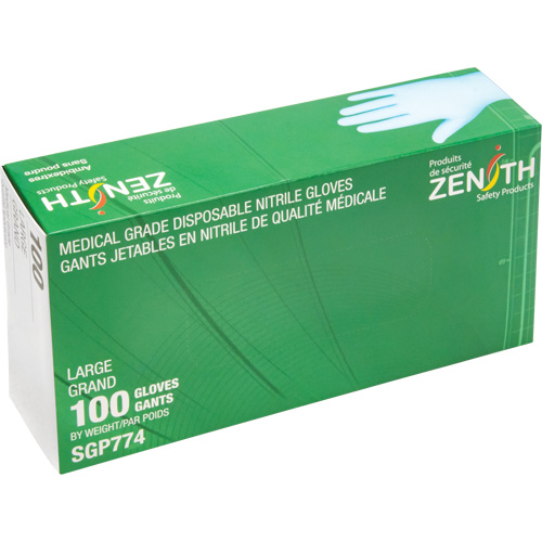Gants jetables de calibre m&eacute;dical r&eacute;sistants &agrave; la perforation, Grand, Nitrile, 4,5 mils, Sans poudre, Bleu, Classe 2 Trail Hammer and Bolt