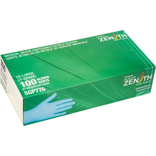 Gants jetables de calibre m&eacute;dical r&eacute;sistants &agrave; la perforation, 2T-Grand, Nitrile, 4,5 mils, Sans poudre, Bleu, Classe 2 Trail Hammer and Bolt