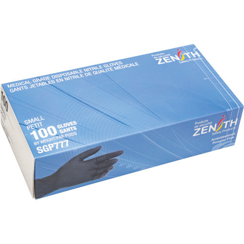 Puncture-Resistant Medical-Grade Disposable Gloves, Small, Nitrile, 5-mil, Powder-Free, Black, Class 2 Trail Hammer and Bolt