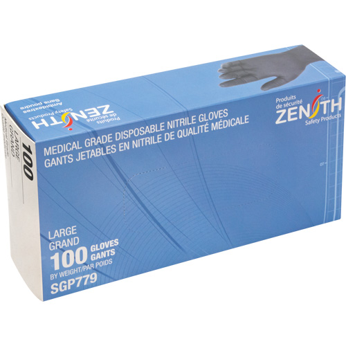 Puncture-Resistant Medical-Grade Disposable Gloves, Large, Nitrile, 5-mil, Powder-Free, Black, Class 2 Trail Hammer and Bolt