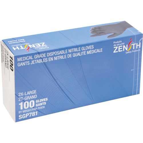 Puncture-Resistant Medical-Grade Disposable Gloves, 2X-Large, Nitrile, 5-mil, Powder-Free, Black, Class 2 Trail Hammer and Bolt