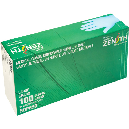 Puncture-Resistant Medical-Grade Disposable Gloves, Large, Nitrile, 3.5-mil, Powder-Free, Blue, Class 2 Trail Hammer and Bolt