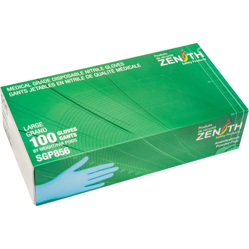 Puncture-Resistant Medical-Grade Disposable Gloves, Large, Nitrile, 3.5-mil, Powder-Free, Blue, Class 2 Trail Hammer and Bolt
