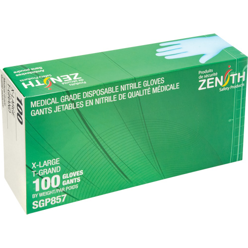 Gants jetables de calibre m&eacute;dical r&eacute;sistants &agrave; la perforation, T-Grand, Nitrile, 3,5 mils, Sans poudre, Bleu, Classe 2 Trail Hammer and Bolt
