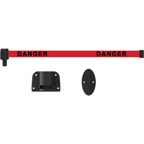 Plus Wall Mount Barrier System, Plastic, Screw Mount, 15', Red Tape Trail Hammer and Bolt