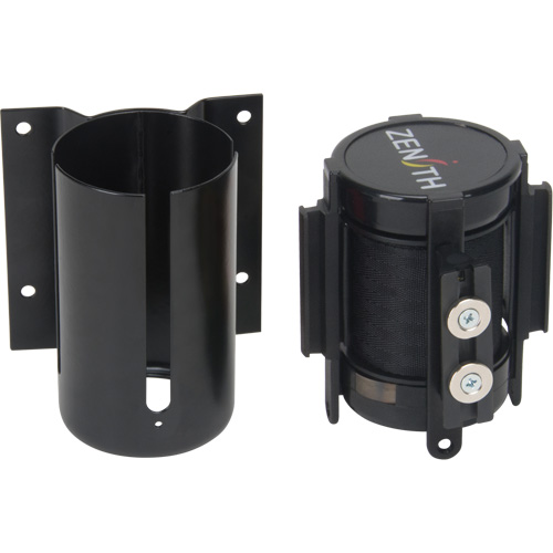 Barri&egrave;re &agrave; fixation murale avec ruban magn&eacute;tique, Acier, Fixation par vis, 7', Ruban Noir Trail Hammer and Bolt