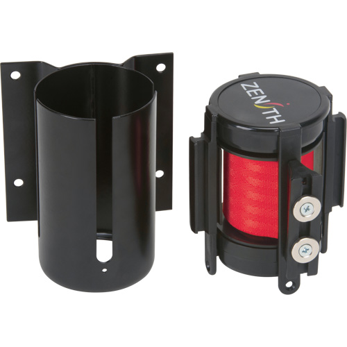 Barri&egrave;re &agrave; fixation murale avec ruban magn&eacute;tique, Acier, Fixation par vis, 7', Ruban Rouge Trail Hammer and Bolt