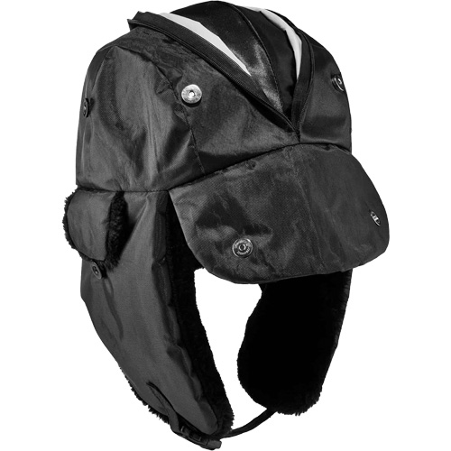 Chapeau de trappeur avec fermeture &agrave; glissi&egrave;re N-Ferno, Doublure en Polyur&eacute;thane/Satin, Moyen/Petit, Noir Trail Hammer and Bolt