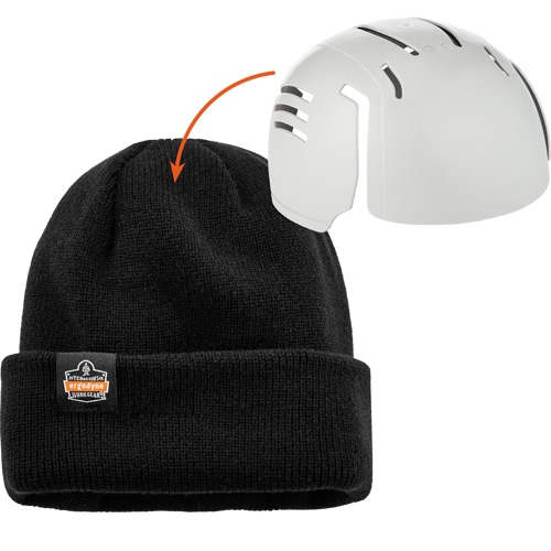 Tuque en tricot c&ocirc;tel&eacute; avec fermeture &agrave; glissi&egrave;re et casque antichoc &agrave; ins&eacute;rer N-Ferno, Taille unique, Noir Trail Hammer and Bolt