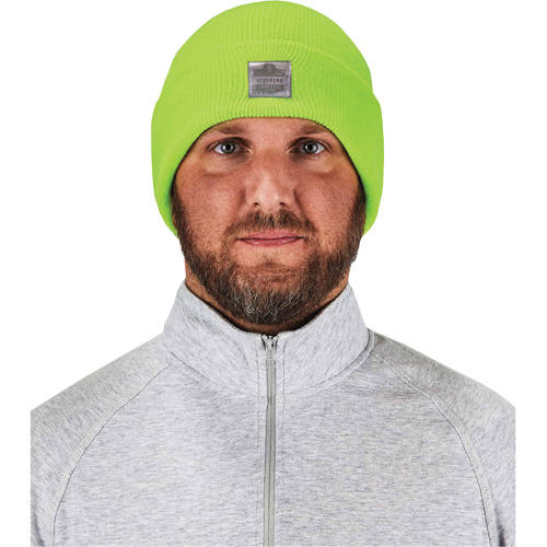 N-Ferno&reg; Rib Knit Beanie Hat, One Size, High-Visibility Lime Green Trail Hammer and Bolt