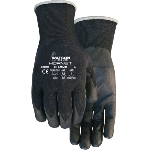 Stealth Hornet Cut Resistant Gloves, Size Small, 18 Gauge, Foam Nitrile Coated, Glass Fibre/HPPE/Nylon/Spandex Shell, ASTM ANSI Level A4/EN 388 Level 5 Trail Hammer and Bolt