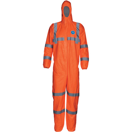 HV High Visibility Coveralls with Hood, Small, Orange, Tyvek&reg; 500 Trail Hammer and Bolt