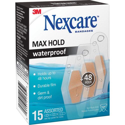 Pansements imperm&eacute;ables &agrave; tenue maximale Nexcare, Assorti, Plastique, St&eacute;rile Trail Hammer and Bolt