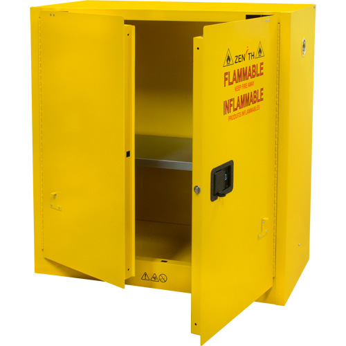 Flammable Storage Cabinet, 30 gal., 2 Door, 43" W x 44" H x 18" D Trail Hammer and Bolt