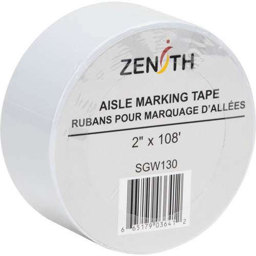 Aisle Marking Tape, 2" x 108', PVC, White Trail Hammer and Bolt