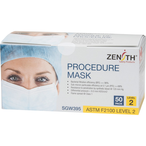 Disposable Procedure Face Masks, ASTM F2100 Level 2, Class 1 Trail Hammer and Bolt