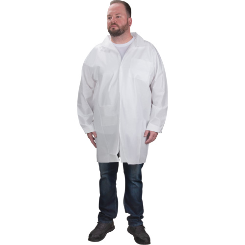 Protective Lab Coat, Microporous, White, Small Trail Hammer and Bolt