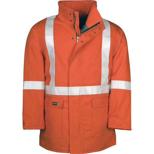 Parka dhiver &agrave; doublure matelass&eacute;e AllOut Westex UltraSoft avec bandes r&eacute;fl&eacute;chissantes, Moyen (grande taille), Orange haute visibilit&eacute;, 46 cal/cm² Trail Hammer and Bolt