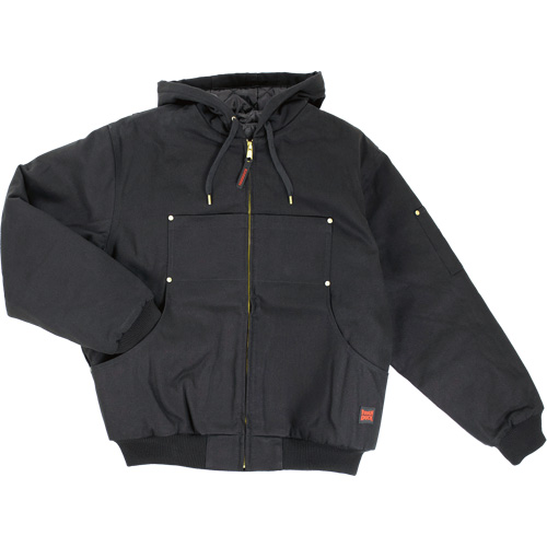 Blouson d'aviateur en toile lourde avec capuchon, Hommes, Moyen (grande taille), Noir Trail Hammer and Bolt