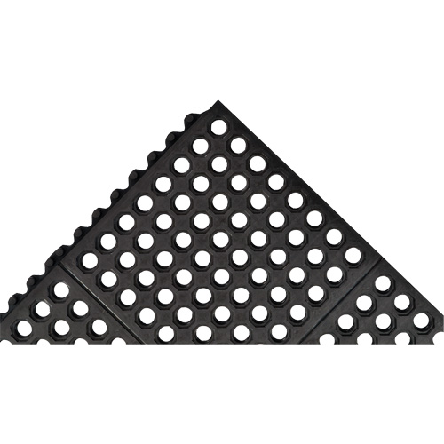 Cushion-Ease&reg; 550 Interlocking Anti-Fatigue Mat, Slotted, 3' x 3' x 3/4", Black, Rubber Trail Hammer and Bolt