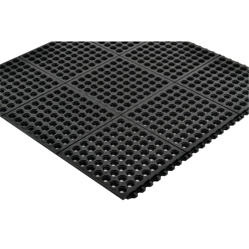 Cushion-Ease&reg; 550 Interlocking Anti-Fatigue Mat, Slotted, 3' x 3' x 3/4", Black, Rubber Trail Hammer and Bolt