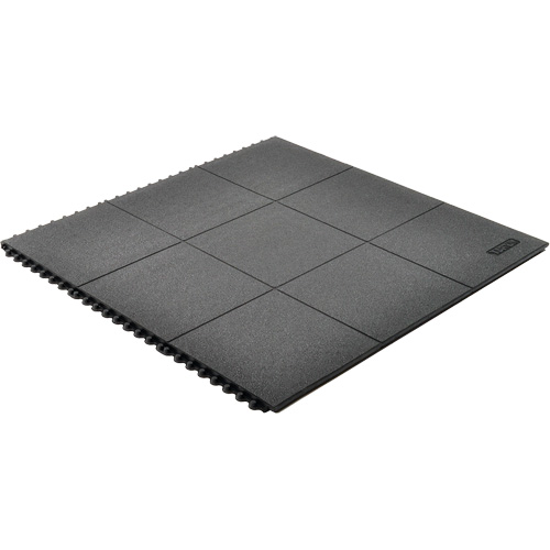 Cushion-Ease&reg; Interlocking Anti-Fatigue Mat, Pebbled, 3' x 3' x 3/4", Black, Natural Rubber Trail Hammer and Bolt