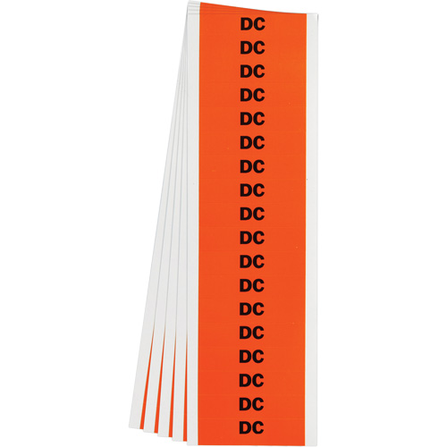 "DC" Conduit & Voltage Labels, 1/2" x 2-1/4", Cloth/Vinyl, English Trail Hammer and Bolt