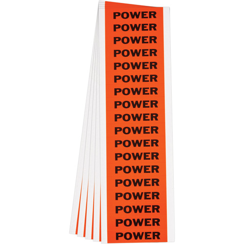 "Power" Conduit & Voltage Labels, 1/2" x 2-1/4", Cloth/Vinyl, English Trail Hammer and Bolt