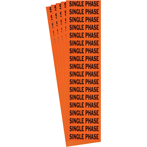 "Single Phase" Conduit & Voltage Labels, 1/2" x 2-1/4", Cloth/Vinyl, English Trail Hammer and Bolt