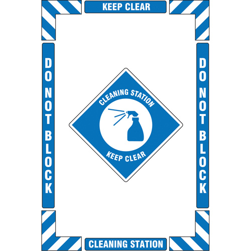 "Cleaning Station" Floor Marking Kit, Adhesive, English with Pictogram Trail Hammer and Bolt