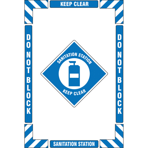 "Sanitation Station" Floor Marking Kit, Adhesive, English with Pictogram Trail Hammer and Bolt