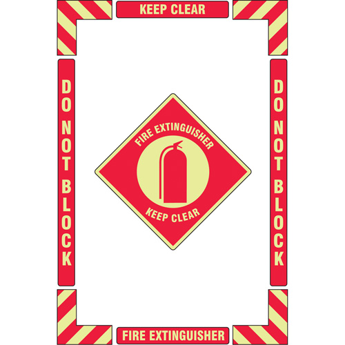 "Fire Extinguisher" Floor Marking Kit, Adhesive, English with Pictogram Trail Hammer and Bolt