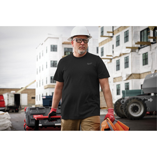 Hybrid Work Tee Shirt, Men's, Small, Black Trail Hammer and Bolt