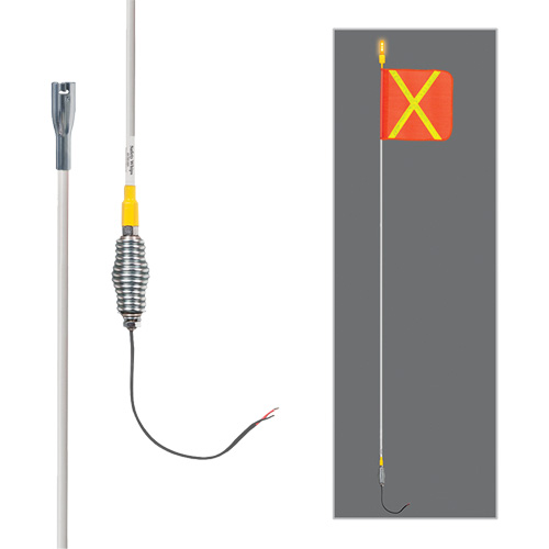 Safety Whip&reg; All-Weather Super-Duty Warning Whips with Constant LED Light, Spring Mount, 10' High, Orange with Reflective Trail Hammer and Bolt