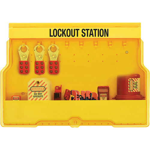 Premier Electrical Lockout Station, None Padlocks, 16 Padlock Capacity, Padlocks Not Included Trail Hammer and Bolt