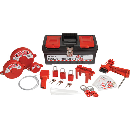 Lockout Tagout Kit with Aluminum Safety Padlocks in Toolbox, Valve Kit, 32 Components Trail Hammer and Bolt