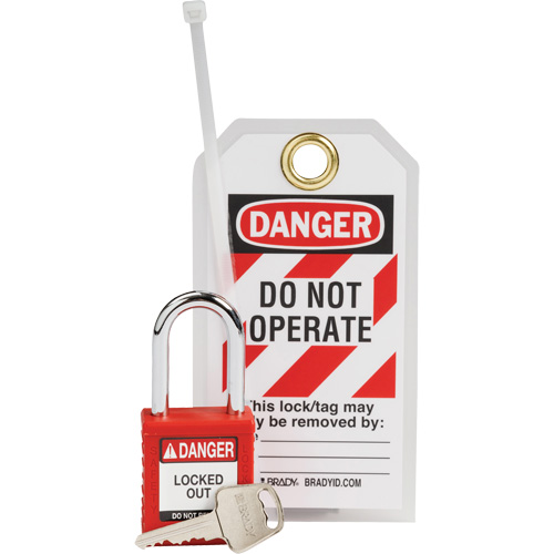 Nylon Safety Lockout Padlock & Tag Kit, 3 Components Trail Hammer and Bolt