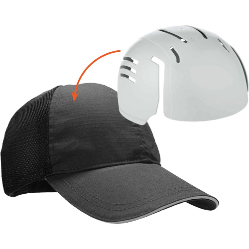 Skullerz 8946 Standard Baseball Cap with Bump Cap Insert, Black Trail Hammer and Bolt