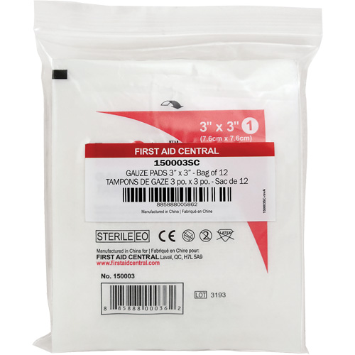 SmartCompliance&reg; Refill Gauze, Pad, 3" L x 3" W, Sterile, Medical Device Class 1 Trail Hammer and Bolt