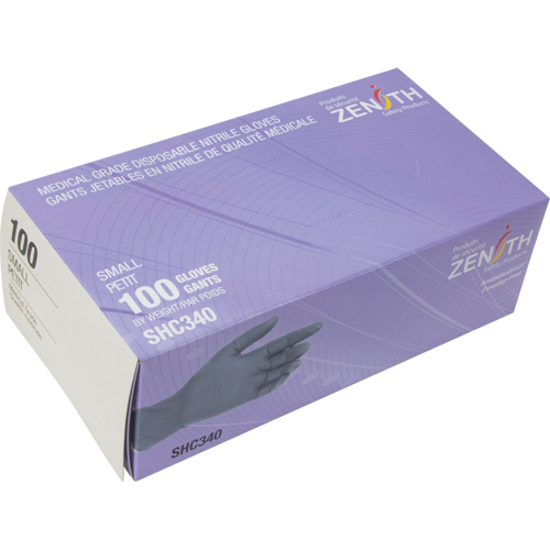 Medical Grade Disposable Gloves, Small, Nitrile, 6-mil, Powder-Free, Black, Class 2 Trail Hammer and Bolt