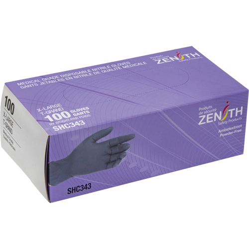Medical Grade Disposable Gloves, X-Large, Nitrile, 6-mil, Powder-Free, Black, Class 2 Trail Hammer and Bolt